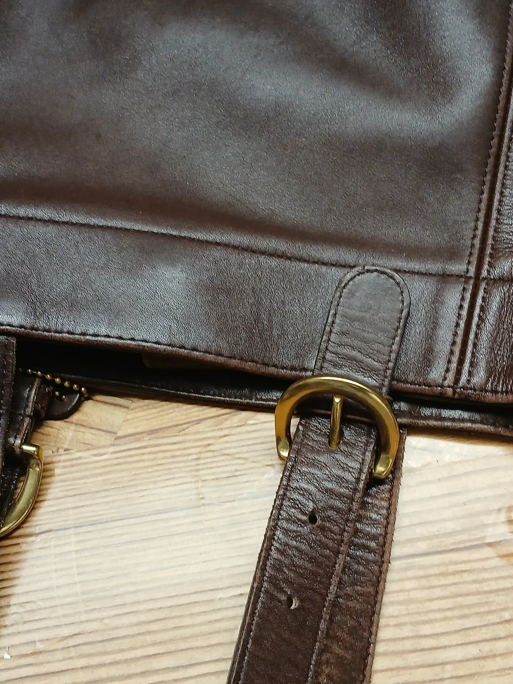 Coach Dark Brown Leather Messenger Tote with Adjustable Straps
